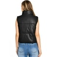 thumbnail image 4 of Love Tree Women's Juniors Faux Leather Puffer Vest  (Black, Large), 4 of 4
