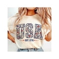thumbnail image 1 of Floral USA Tee Shirt, Retro America 4th Of July TShirt, 4th Of July Sublimation Shirts, America Coquette Tees, Patriotic Girly, 1 of 6