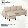 thumbnail image 4 of Walsunny 73.6“ Convertible Sectional Reversible Sofa Couch, Sleeper Sectional L-Shaped Couch 3-Seat Sofa with Reversible Chaise for Small Space,Beige, 4 of 9