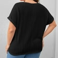 thumbnail image 4 of Plus Size Work Blouses for Women Solid Short Sleeve Crew Neck Casual Basic T shirts Loose Comfy Summer Tunic Tops, 4 of 5