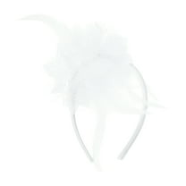 Unique Bargains 1 Pc Headband Flower Feathers Hair Accessories for Women White