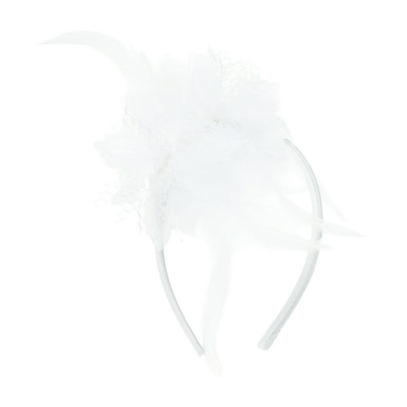 Unique Bargains 1 Pc Headband Flower Feathers Hair Accessories for Women White