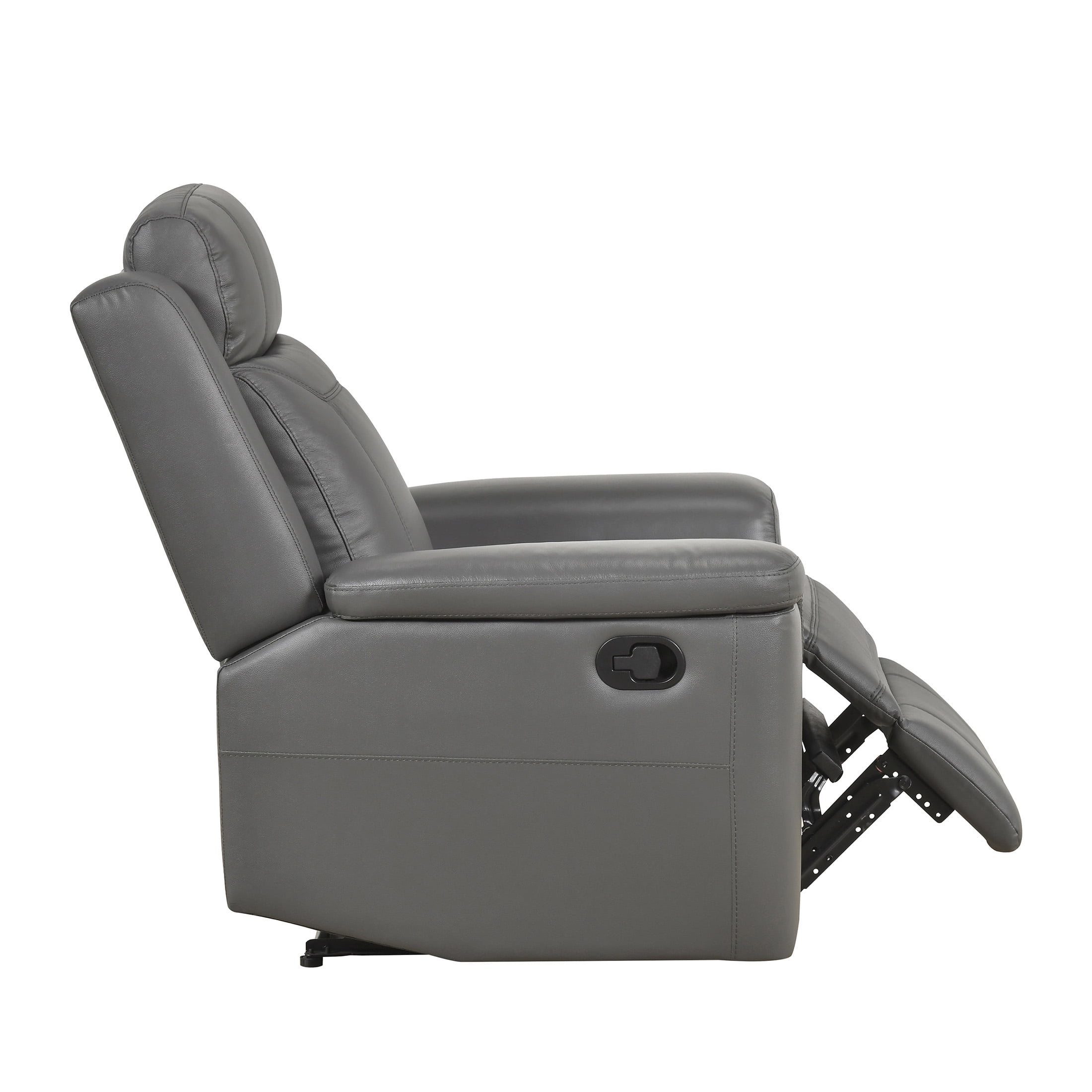 OakvillePark Livaro Leather Match Manual Reclining Chair, Dark Gray