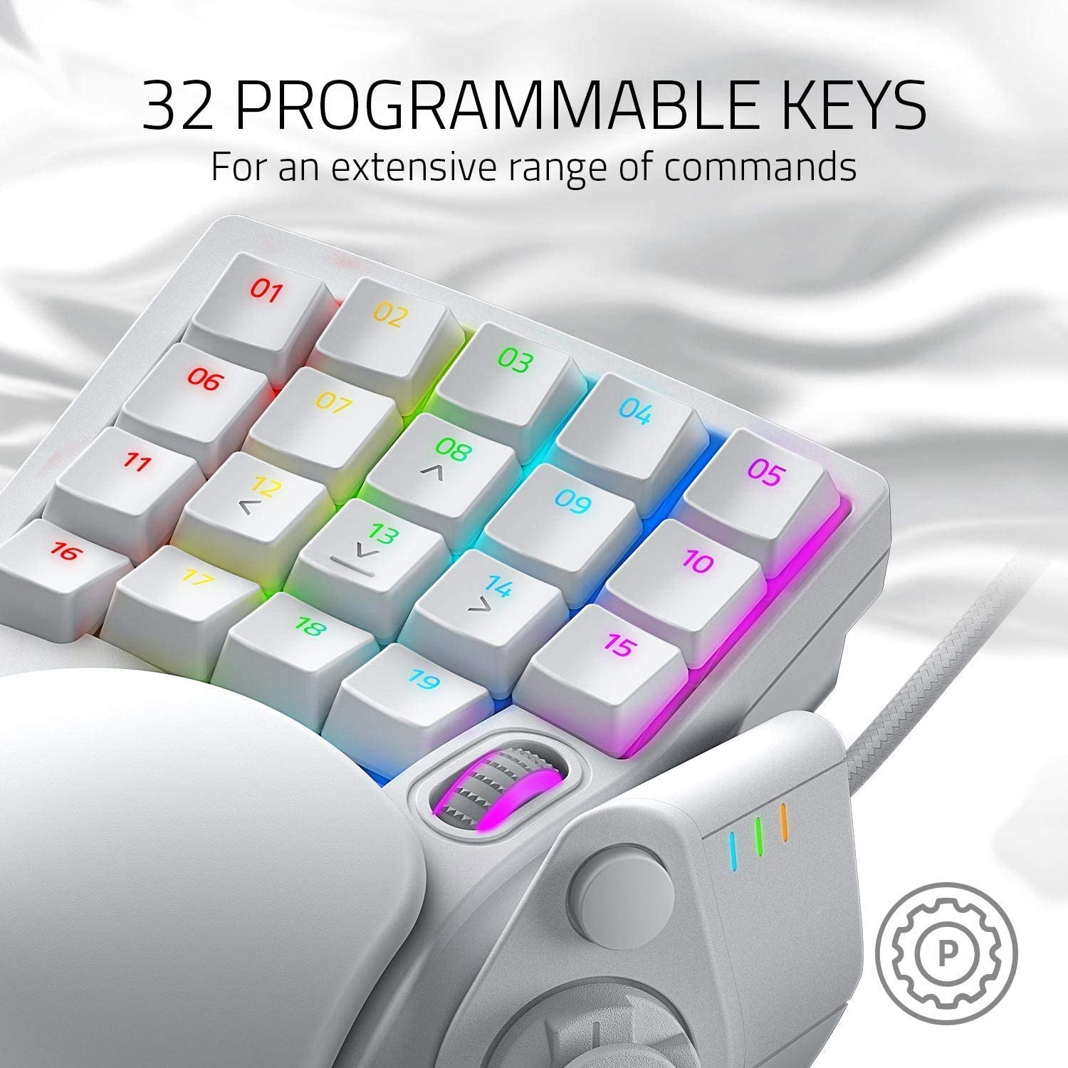Razer Tartarus Pro Mercury White Left Hand Keypad, 20 Analog