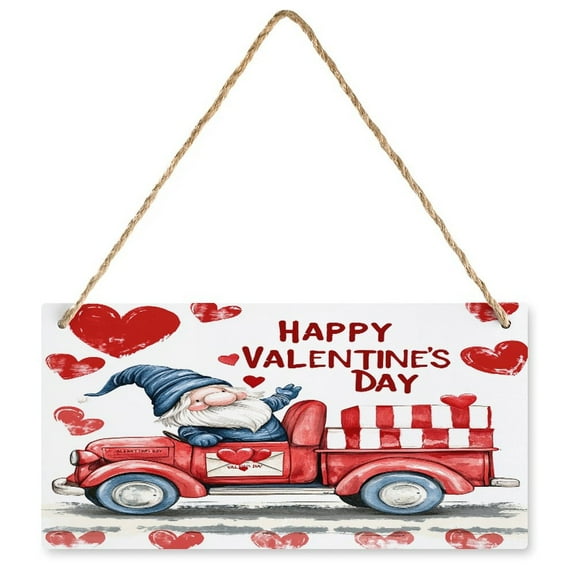 Valentine's Day Door Sign Valentin Gnome Hanging Sign Wooden Valentine's Day Decor for Outdoor Front Door Home Anniversary Wedding Party