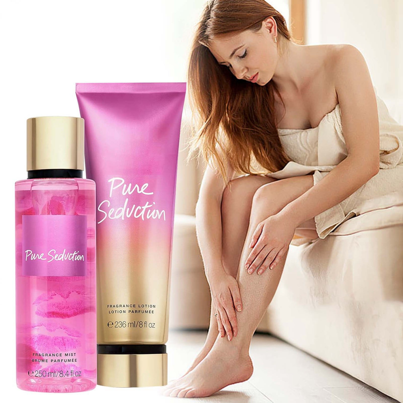 Body Spray and Body Lotion Set 236ml+250ml Floral Aromatherapy Skin Care Lotion Spray