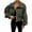 Green, variant on Women Cropped Stand Collar Cargo Jacket Multi Flap Pockets 5 Colors Black Red Khaki Green Beige Loose Casual Layering Outerwear 1pc S-XXL True To Size Plus Size Friendly