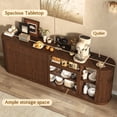 thumbnail image 4 of Blotout 86" Fireplace TV Stand for TVs Up to 95" with 40" Electric Fireplace, Mid-Century Entertainment Center with Power Outlet & Sliding Doors, Curved Reeded Media Console Cabinet, Walnut, 4 of 12