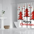 thumbnail image 2 of Happy Christmas Tree Red Shower Curtains,Reusable Bath Curtain with Hooks Retro Polyester Fabric Curtains for Halloween Thansgiving Christmas Hotel Dorm, 2 of 5