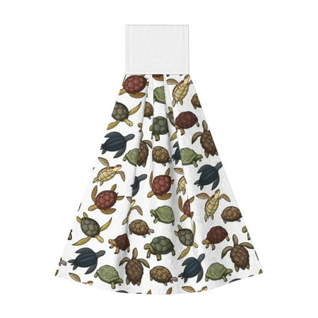 

Zufioo Various Turtle Print Coral Fleece Velcro Hand Towel Hangable Absorbent Hand Towel Suitable for Kitchen Bathroom Household Items
