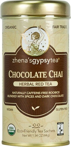 Zhenas Gypsy Tea Chocolate Chai Herbal Red Tea - Caffeine Free - 22 Bags