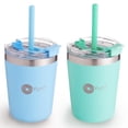 thumbnail image 1 of PopYum Set De 2 Vasos Térmicos Infantiles De Acero Inoxidable Anti Derrame Con Tapa Y Popote 9oz Azul y Verde POPYUM PKC04, 1 of 12