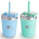 thumbnail image 1 of PopYum Set De 2 Vasos Térmicos Infantiles De Acero Inoxidable Anti Derrame Con Tapa Y Popote 9oz Azul y Verde POPYUM PKC04, 1 of 12