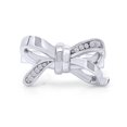 thumbnail image 2 of AFFY Round Sparkling White Cubic Zirconia Adjustable Bow Stackable Promise Ring 14k White Gold Over Sterling Silver for women, 2 of 7