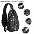 thumbnail image 2 of Sling Backpack,Black Halloween Occult Patterns Crossbody Bag with Water Bottle Holder,Waterproof Sling Bag for Men/Women with Chest Phone Holder for Hiking,Travel, 2 of 6