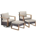 thumbnail image 2 of Unnifurnzi 4 Pieces Patio Furniture Set-High Back Patio Swivel Chairs Set of 2 with Outdoor Ottoman Wicker Patio Furniture for Deck Porch Poolside Balcony-Brown/Beige, 2 of 7
