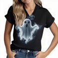 thumbnail image 3 of Youyipin womens tank tops Short Sleeved T-shirt Printed Halloween V-neck Shoulder Top Summer tops for women, 3 of 5