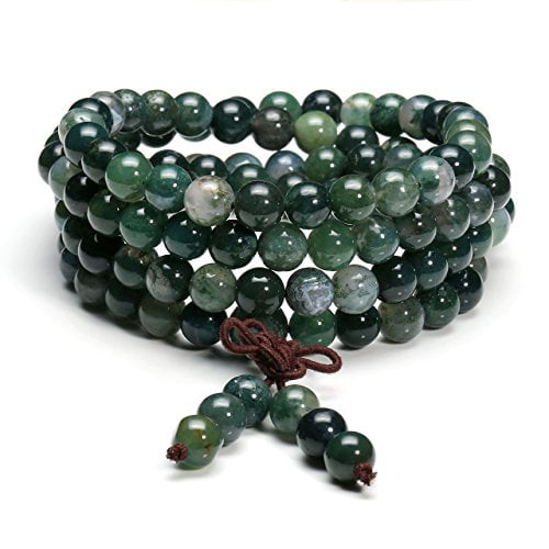 Natural 6mm Gemstone Buddhist 108 Beads Prayer Mala Knot Necklace Bracelet 