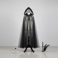 thumbnail image 4 of Hooded Sheer Cape, Black Full Length Mesh Wrap, 59.06inch, 4 of 7