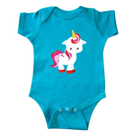 

Inktastic Cute Little Unicorn With Red And Pink Mane Hearts Gift Baby Girl Bodysuit