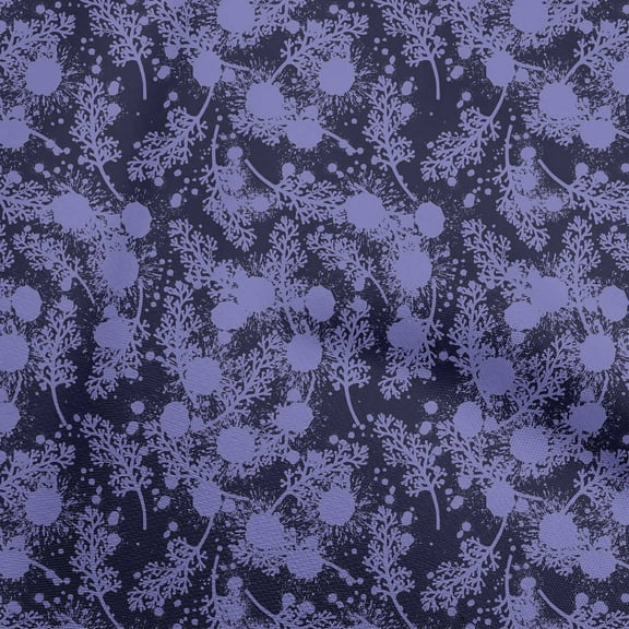 oneOone Velvet Bluish Violet Fabric Leaves Quilting Supplies Print Sewing Fabric By The Yard 58 Inch Wide