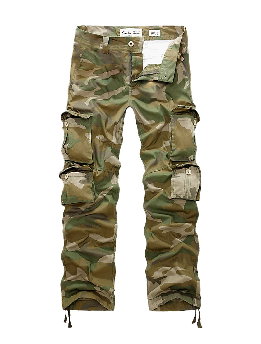 Men's Mid Rise Zip Up Button Closure Camouflage Print Cargo Pants w ...