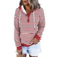 thumbnail image 2 of Xudanell Womens Hoodie Winter Casual Buttons Long Sleeve Drawstring Classic Hooded Sweat Jacket for Cold Weather Red M, 2 of 6