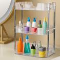 thumbnail image 2 of Bxaolu 3-Tier Bathroom Counter Organizer Countertop Storage, Dresser Organizer Vanity Tray for Makeup, Perfume Organizer Cosmetics Skincare Shelf,Spice Racks for Kitchen Corner,Rectangle - Clear, 2 of 9