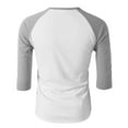 thumbnail image 4 of Jalioing Men's 3/4 Sleeve T Shirt Button Crew Neck Basic Shirts Classic Color Block Fall Casual Tees Tops, 4 of 7