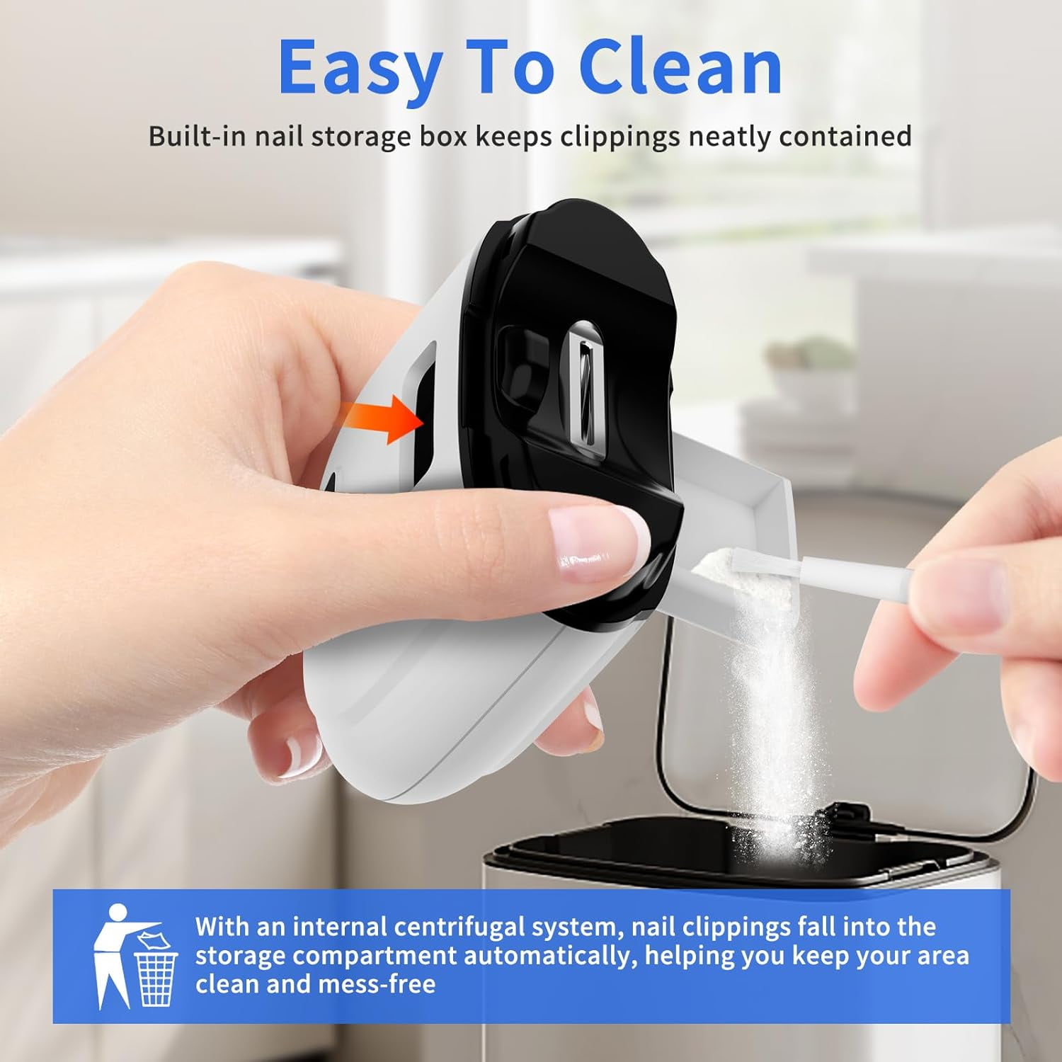 ABPETE 3-in-1 Electric Nail Clipper, Smart Nail Clipper for Seniors with Polishing & 3 Speeds, Automatic Cutter with LED Light and Nail Clipping Collection Box for Seniors/Adults/Baby