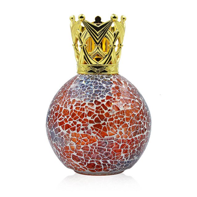 Aroma Diffuser Fragrance Essential Oils Lamp Mosaic Glass 390ml Large Capacity Essential Large Capacity Handmade Tealight Home Table Ornament Agate/Gold Opening