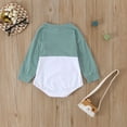 thumbnail image 4 of XAOWF Boys Girls Long Sleeve Romper Round Neck Color Block Lightweight Comfortable Sweatshirt Bodysuit Relaxed Fit Stylish Rompers 6-12 Months, 4 of 8