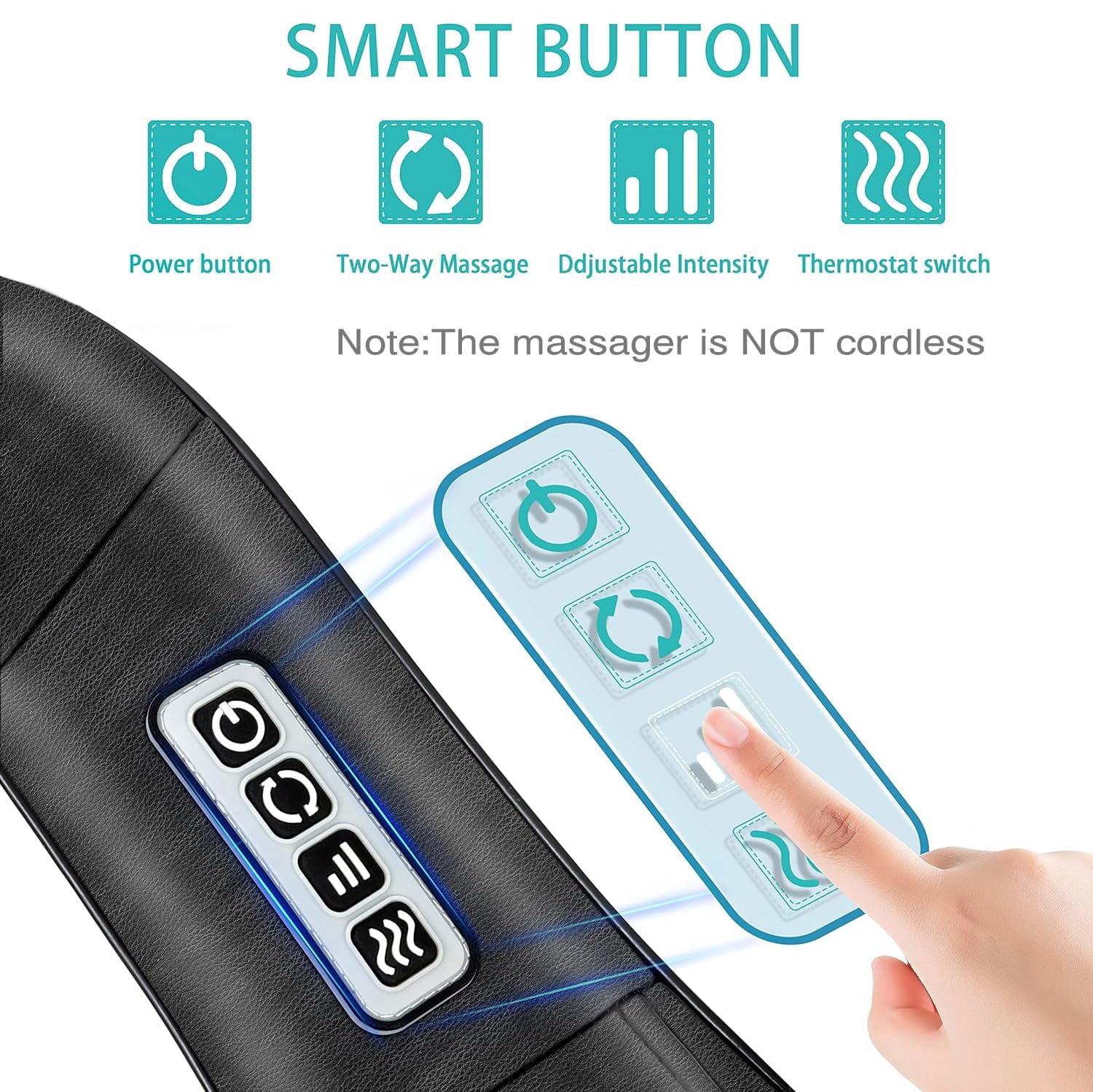 AERLANG Shiatsu Neck and Shoulder Massager, Back Massager with Heat Deeper Tissue Kneading Massage for Shoulder, Neck and Back Massage Electric Massagers-Fathers Day Gift Ideas (NOT Cordless)