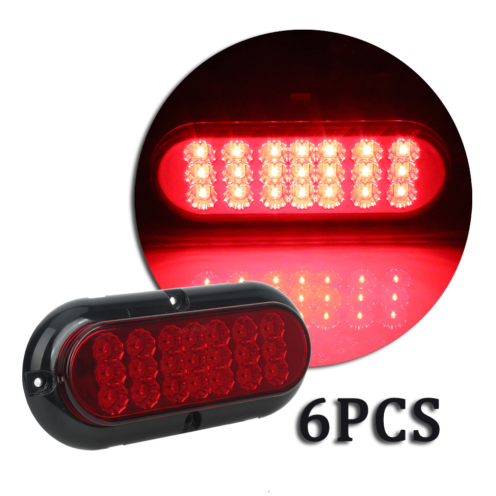 ECCPP Universal 6Pack 6â€ 21 Leds Red Stop Turn Signal Lamp Side Marker Truck Trailer LED Light fit for Truck Pickup Boat SUV Trail LED Side Marker Light