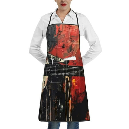 

Matuu Abstract Skull Guitar Art for Adjustable Cooking Aprons for Women with Pockets Kitchen Aprons for Men Water and Oil Resistant