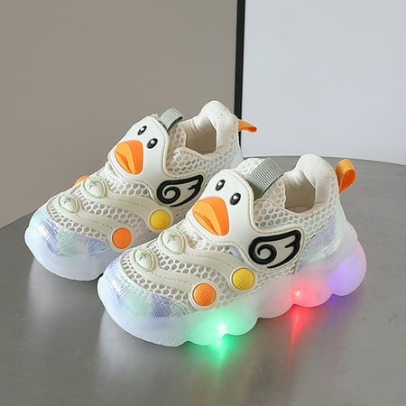 

HAXMNOU Children Shoes Sports Shoes Light Shoes Small White Shoes Light Board Shoes Non Slip Soft Bottom Children Shoes Beige