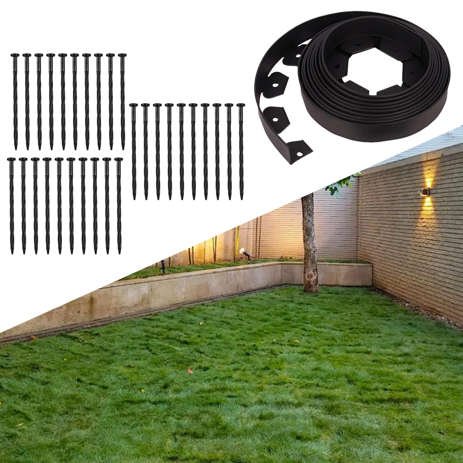 Nishiyuenyi 33ft Yard Edging Kit 30 Spikes No Digding Edging Durable Barrier Premium Paver Edging Kit for Driveway Lawn Landscaping Flower Garden Yard