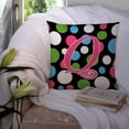 thumbnail image 3 of Letter Q Initial Monogram - Polkadots and Pink Fabric Decorative Pillow, 3 of 4