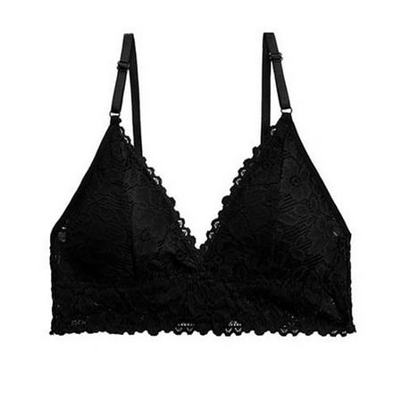 

ZMHEGW Womens Bras Wire-Free Seamless Bra Solid Print Black S