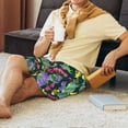 thumbnail image 6 of Bixox Men's Watercolor Cactuses printed lightweight casual shorts, soft sleep shorts with pockets., 6 of 7