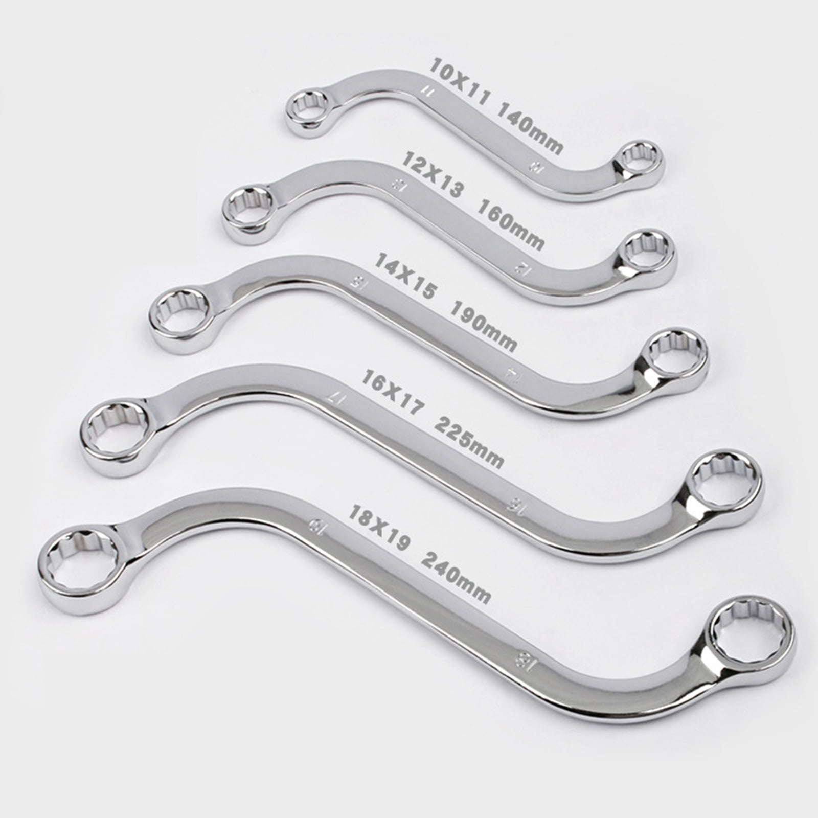 5x Double-headed Wrench Set Portable S-Shape Wrench Auto Repairing Tool for Home