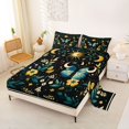 thumbnail image 2 of jejeloiu Celestial Moth Bed Sheets For Girls,Boho Pattern Full Size Sheets,Black Teal Gold,4-Piece,1 Flat Sheet, 1 Fitted Sheet and 2 Pillowcases, 2 of 6
