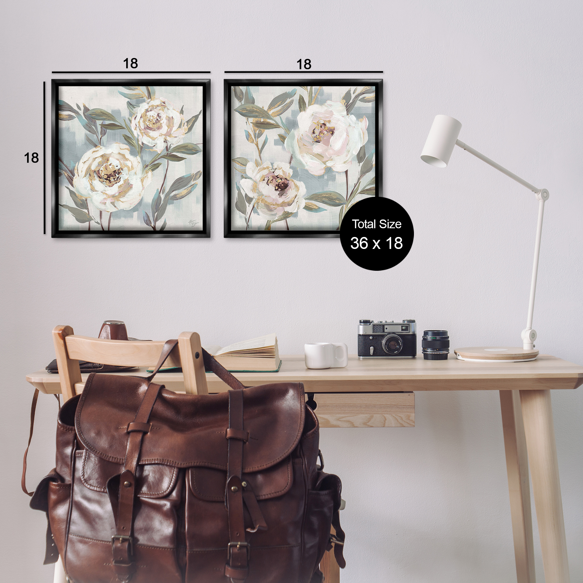 Stupell Industries Country Antique Blossoms Plants & Flowers Painting Black Floater Framed Canvas Art Print Wall Art, 18 x 18, Set of 2