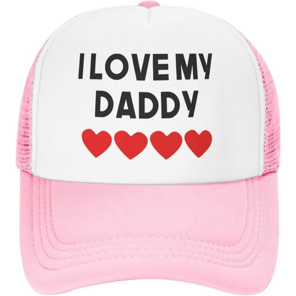 Heart I Love My Daddy Toddler Mesh Trucker Hat Girls Adjustable Kids Summer Sun Baseball Cap Pink Happy Father's Day