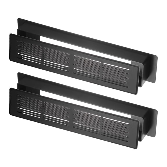7.2 x 1.3 Inch Air Vent Cover, 2 Pack Heavy Duty Plastic Two Sided Ventilation Grille Door Louver Vent for Cabinet Door Wardrobe Ceiling Floor, Black
