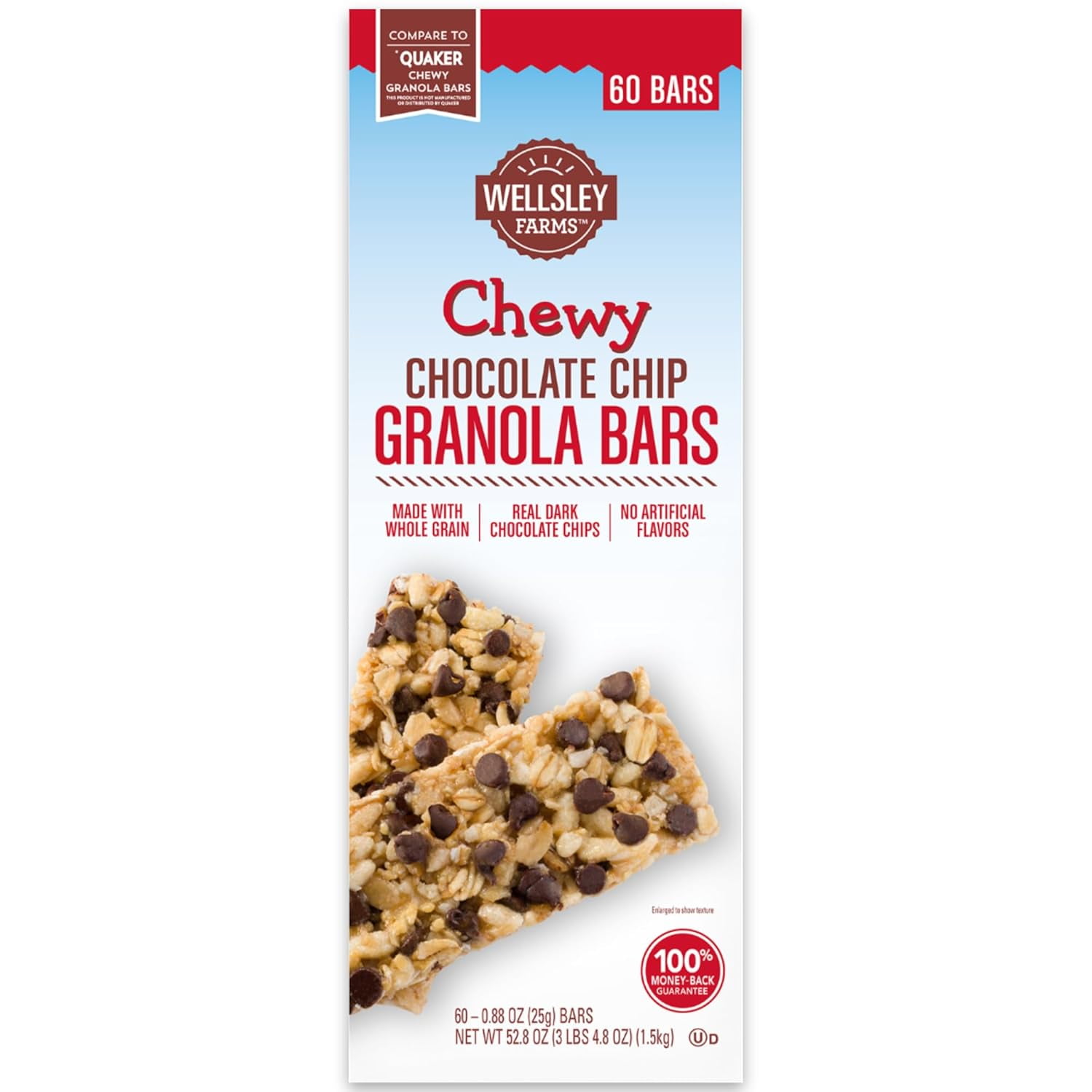 Chewy Chocolate Chip Granola Bars, 60 Count, 3 lbs 4.8 oz