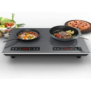 VBGK Induction Cooktop 24 inch 2 Burner 110v Electric Burner 4000W,Countertop Hot Plate for Cooking,3H & Auto Shutdown Double Induction Burner, Child Lock Electric Stove Top with Plug
