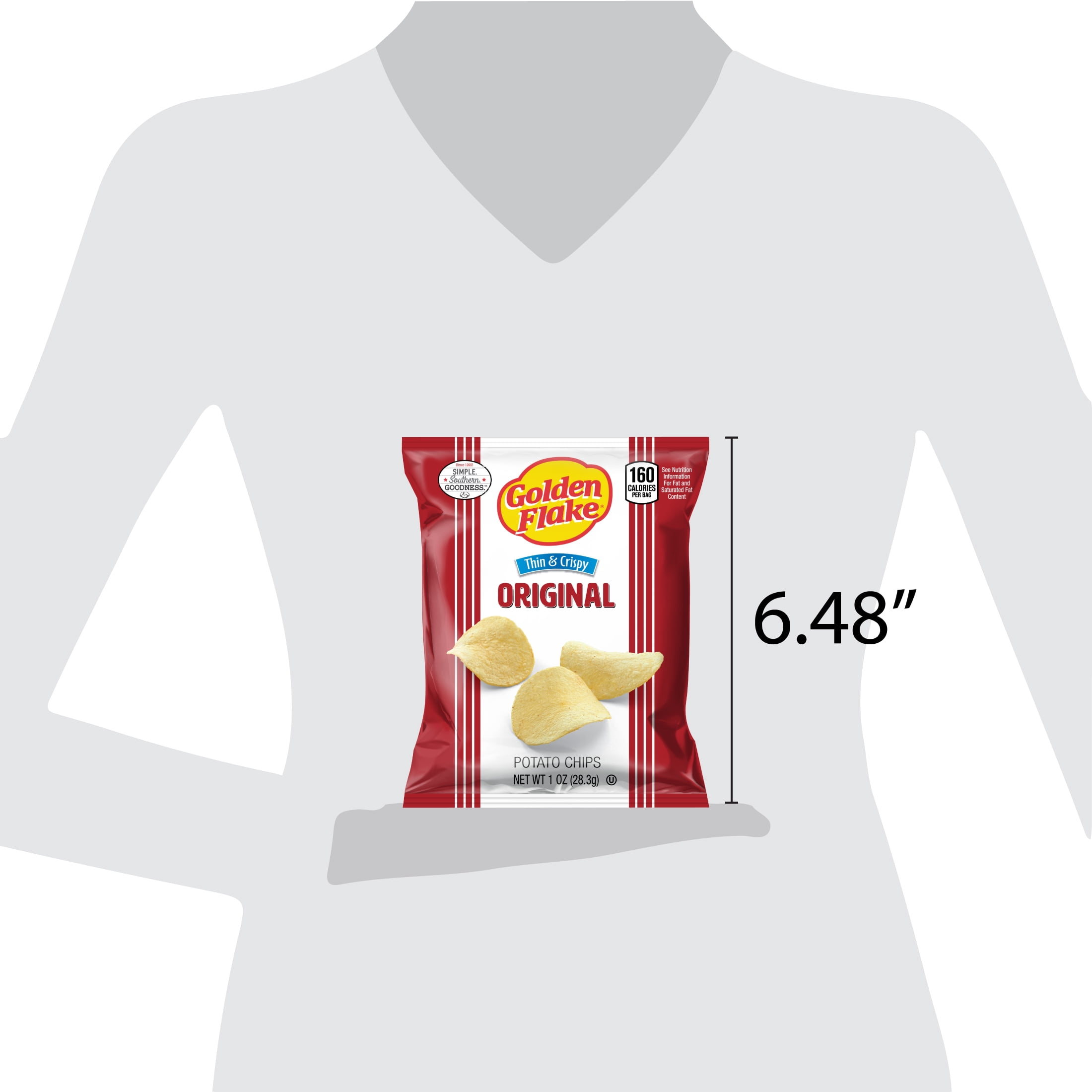 Golden Flake Original Thin & Crispy Potato Chips, Gluten-Free, 1 oz Bag