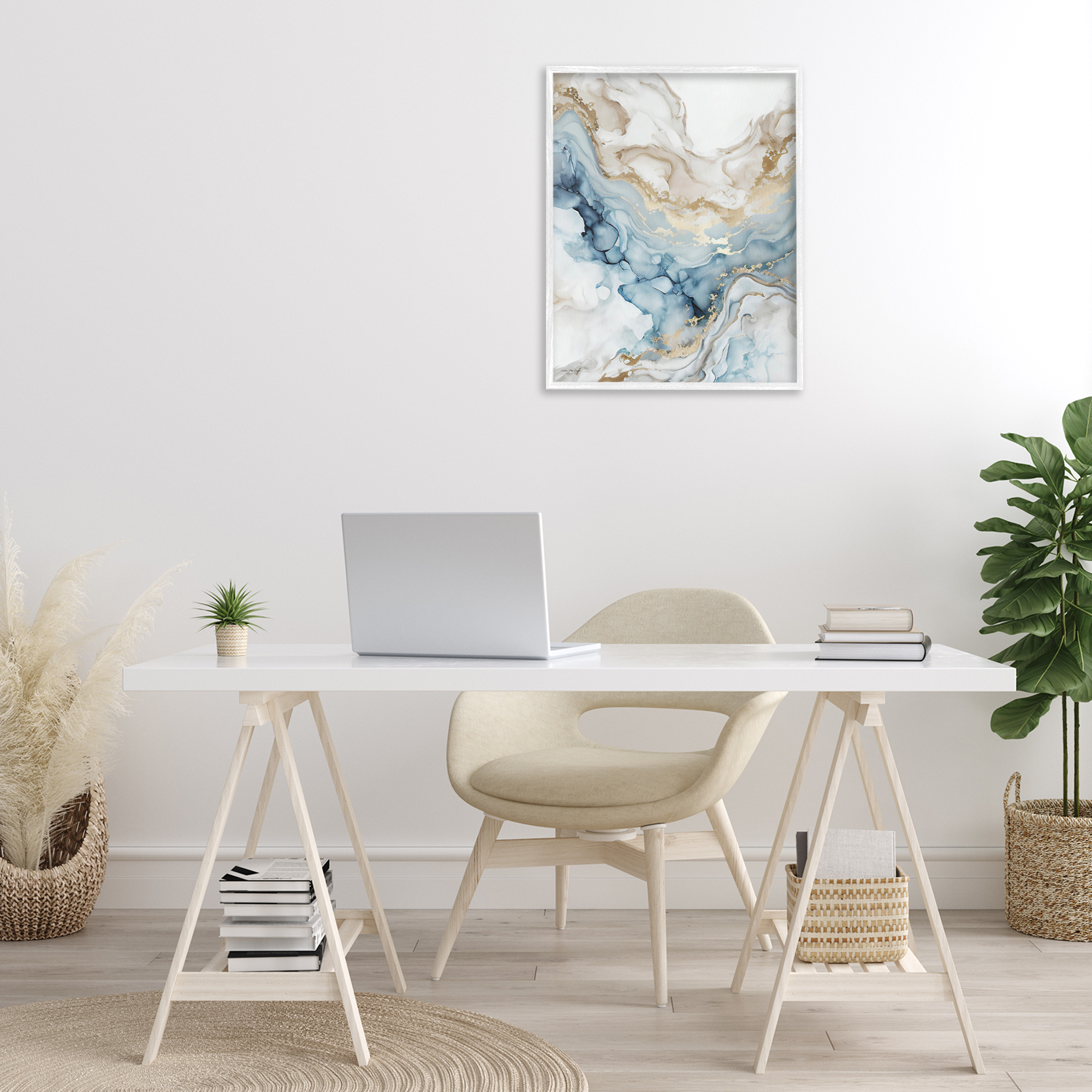 Stupell Industries Chic Geode Pattern Abstract Painting White Framed Art Print Wall Art, 24 x 30