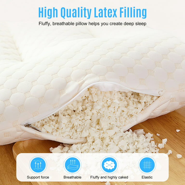 Bed Pillow, Soft and Supportive, Pillow Filled with Latex Particles, White